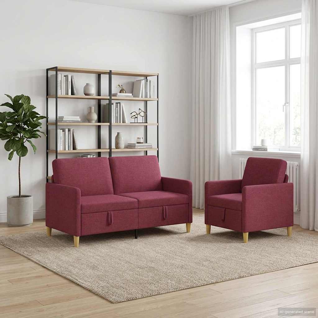 Σαλονάκι Σετ Με Αποθηκευτικό Χώρο 2 pcs Κόκκινο Πολυεστέρας
