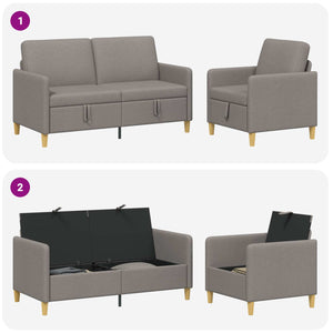Σαλονάκι Σετ Με Αποθηκευτικό Χώρο 2 pcs Taupe Πολυεστέρας - Pakobazaar