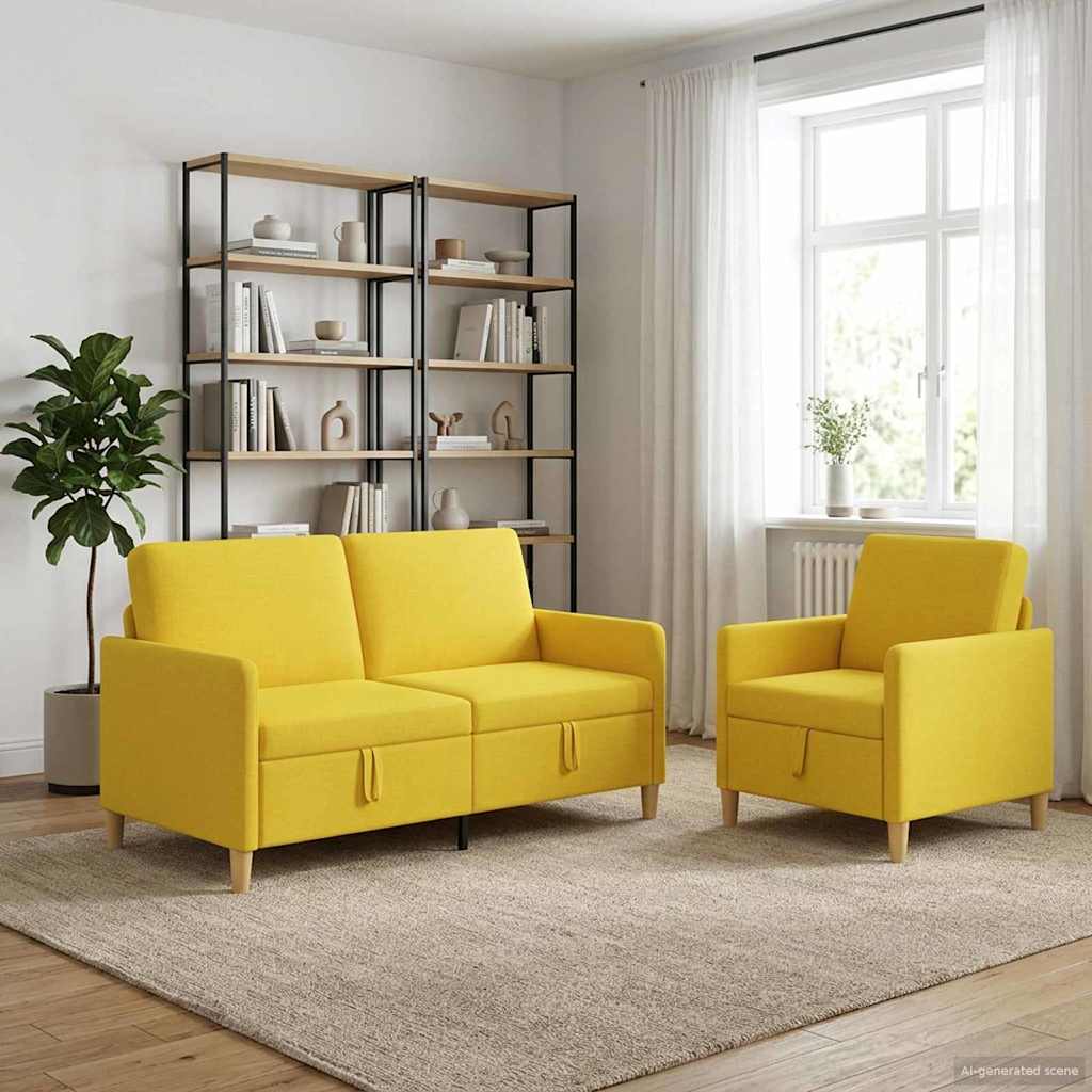 Σαλονάκι Σετ Με Αποθηκευτικό Χώρο 2 pcs Απαλό Κίτρινο