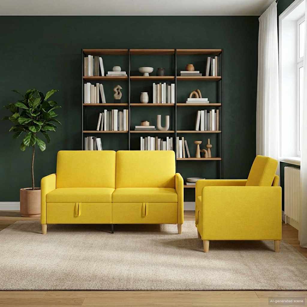 Σαλονάκι Σετ Με Αποθηκευτικό Χώρο 2 pcs Απαλό Κίτρινο