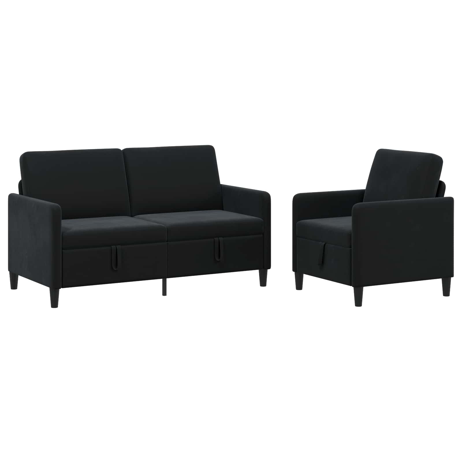 Σαλονάκι Σετ Με Αποθηκευτικό Χώρο 2 τμχ. Μαύρο Πολυεστέρας