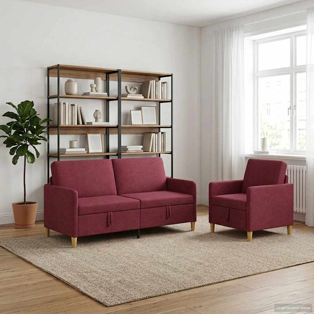 Σαλονάκι Σετ Με Αποθηκευτικό Χώρο 2 pcs Κόκκινο Πολυεστέρας