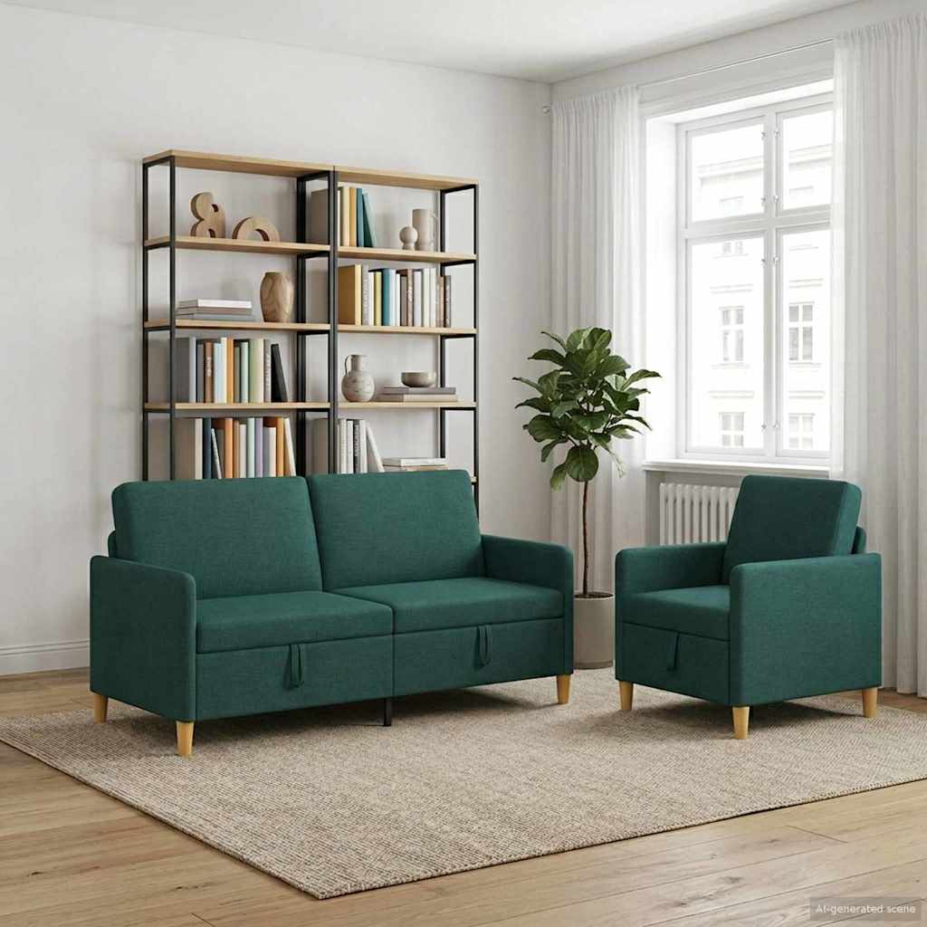 Σαλονάκι Σετ Με Αποθηκευτικό Χώρο 2 pcs Σκούρο Πράσινο - Pakobazaar