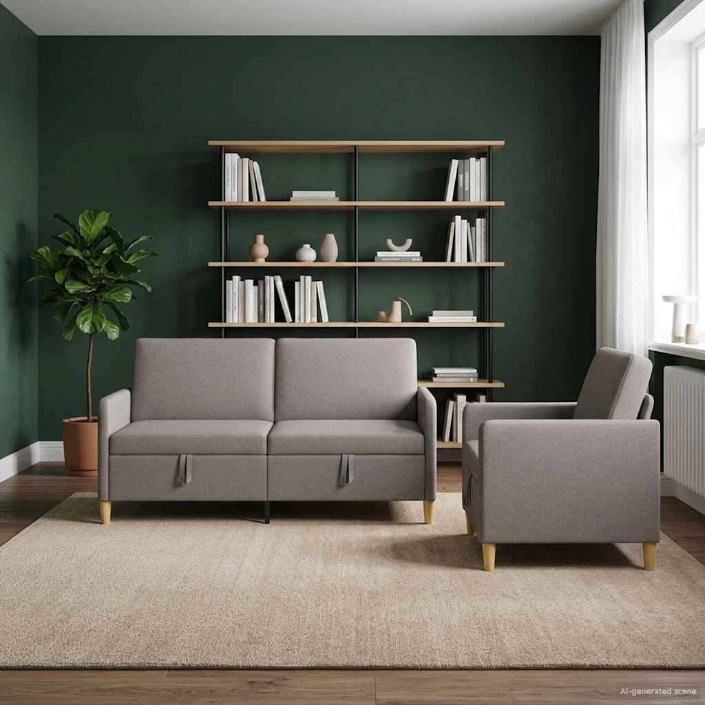 Σαλονάκι Σετ Με Αποθηκευτικό Χώρο 2 pcs Taupe Πολυεστέρας