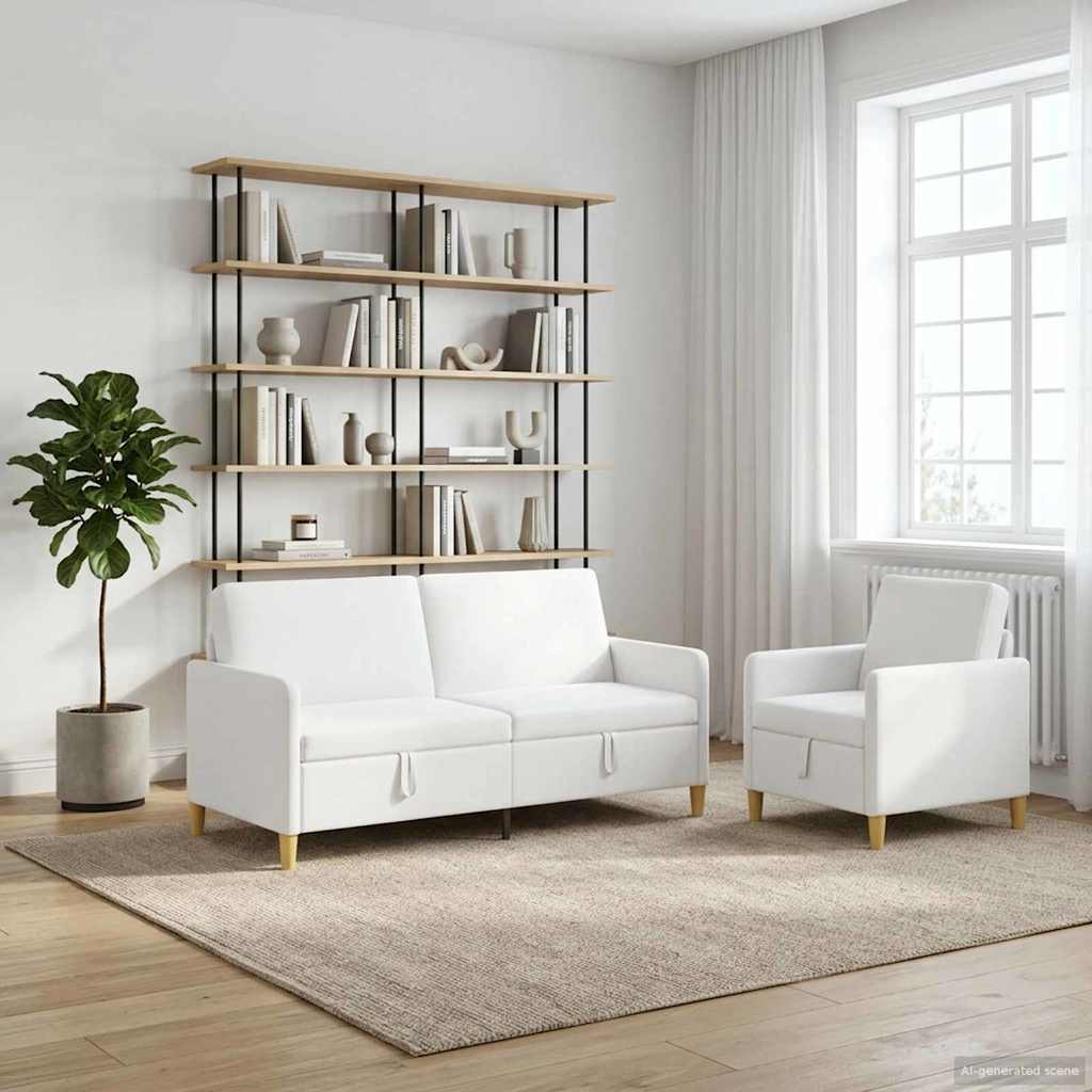 Σαλονάκι Σετ Με Αποθηκευτικό Χώρο 2 pcs Λευκό Πολυεστέρας