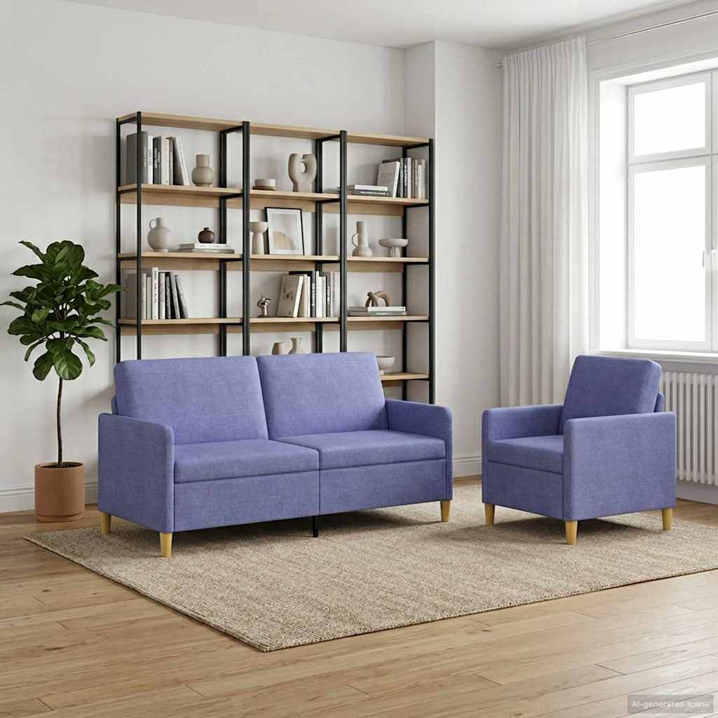 Σαλονάκι Σετ Με Αποθηκευτικό Χώρο 2 pcs Μπλε τζην Πολυεστέρας - Pakobazaar