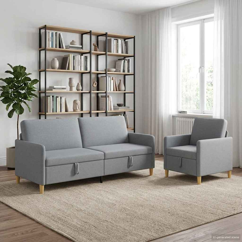Σαλονάκι Σετ Με Αποθηκευτικό Χώρο 2 pcs Ανοιχτό γκρι