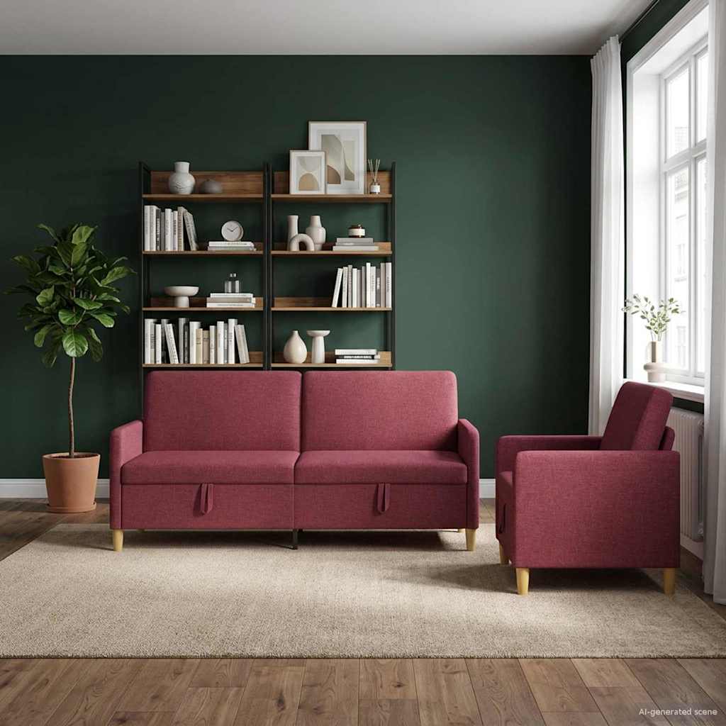 Σαλονάκι Σετ Με Αποθηκευτικό Χώρο 2 pcs Κόκκινο Πολυεστέρας
