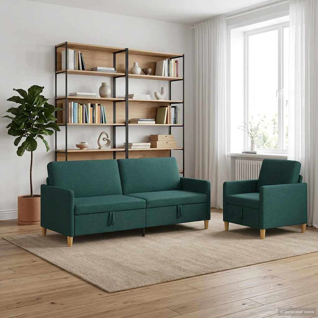 Σαλονάκι Σετ Με Αποθηκευτικό Χώρο 2 pcs Σκούρο Πράσινο