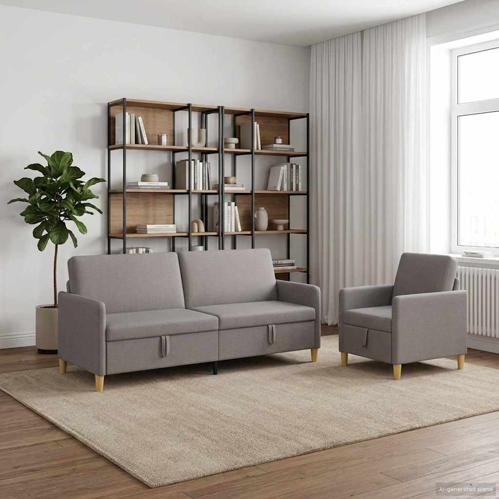 Σαλονάκι Σετ Με Αποθηκευτικό Χώρο 2 pcs Taupe Πολυεστέρας