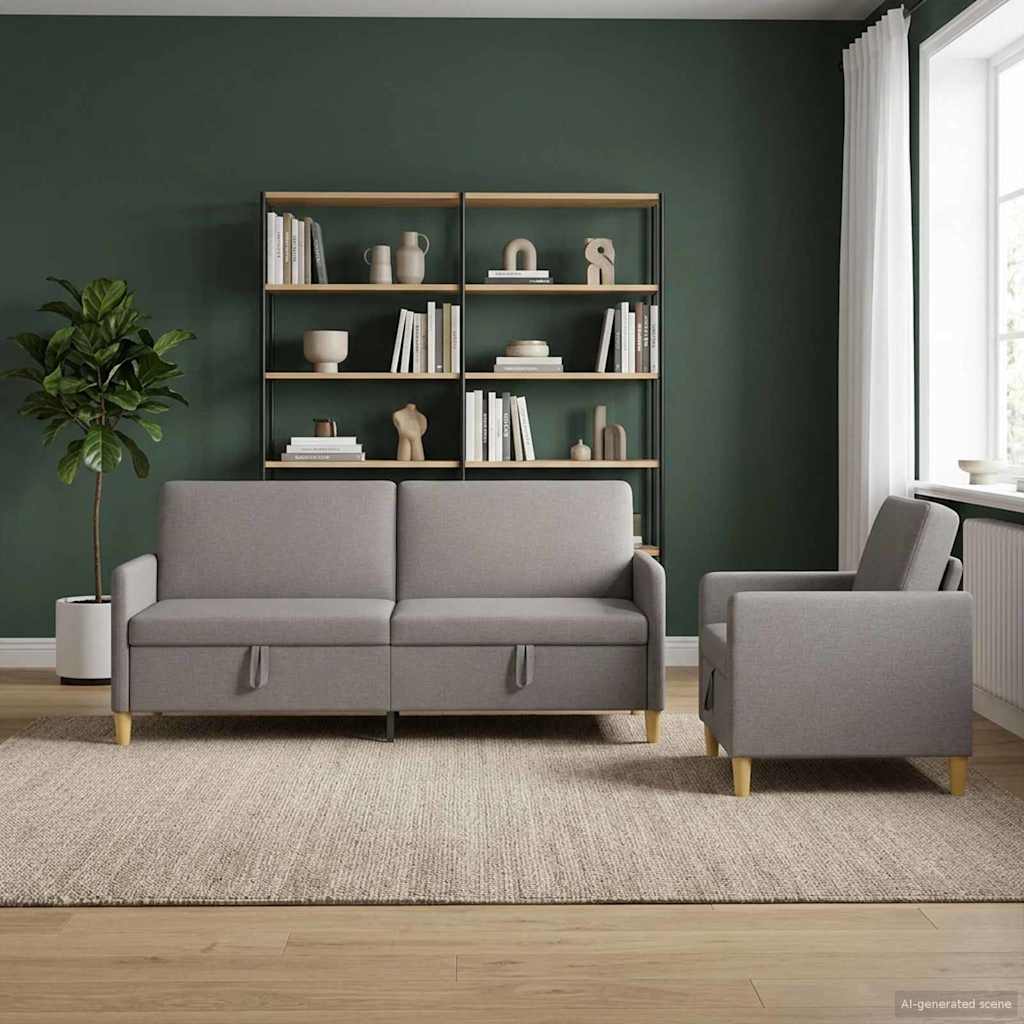 Σαλονάκι Σετ Με Αποθηκευτικό Χώρο 2 pcs Taupe Πολυεστέρας