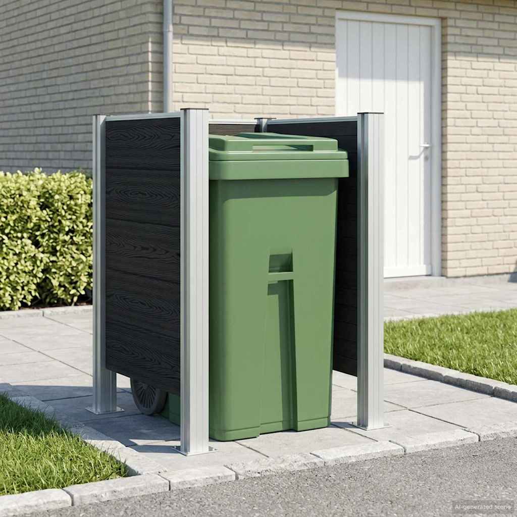 Φράχτης Σκουπιδιών Γκρι 85 x 85 x 115 cm Αλουμίνιο και WPC - Pakobazaar