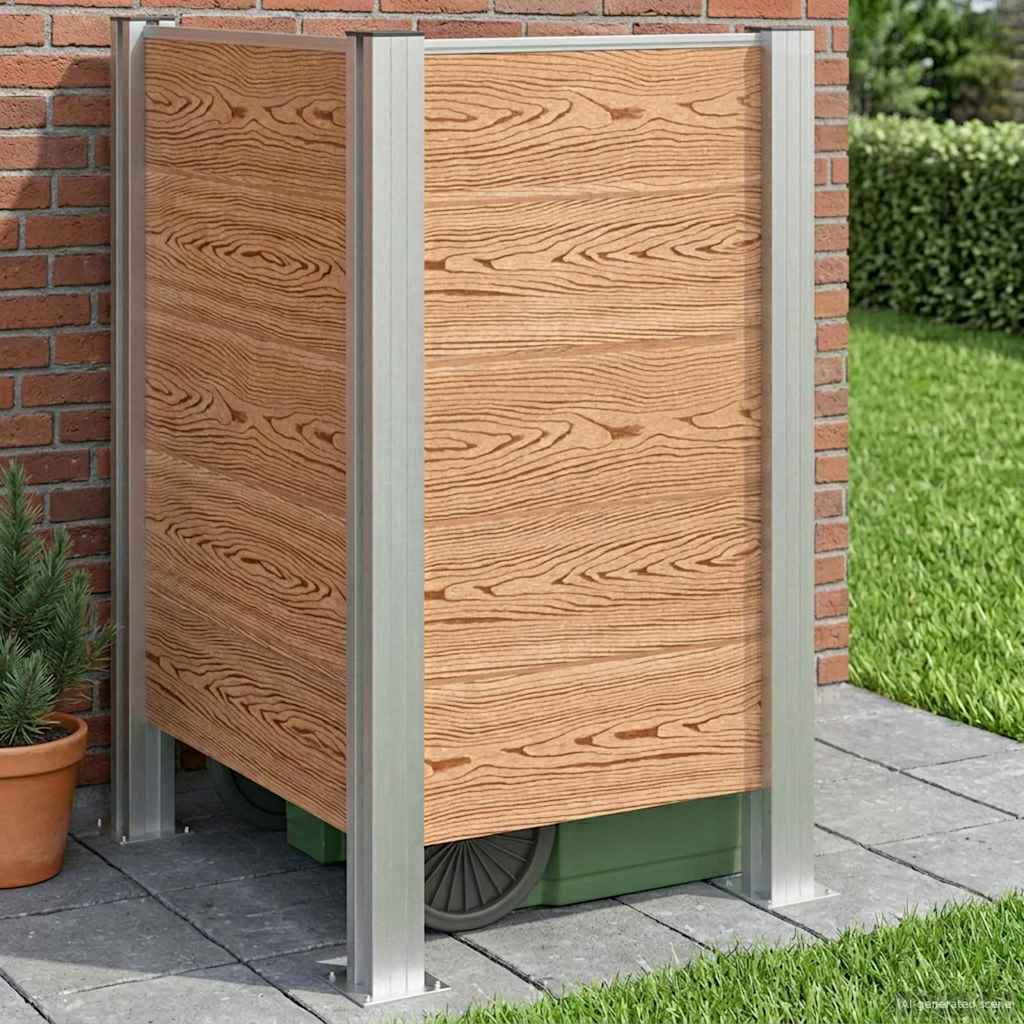 Φράχτης Σκουπιδιών Καφέ 85 x 85 x 115 cm Αλουμίνιο και WPC - Pakobazaar