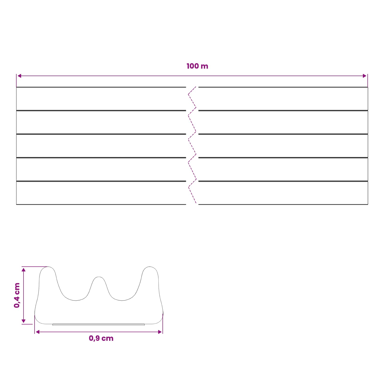 Αυτοκόλλητη σφραγίδα παραθύρου Μαύρο 9 x 4 χιλιοστά 100 μ