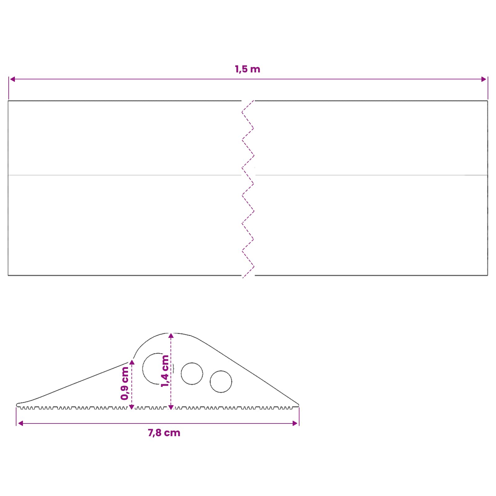 Σφραγίδα Δαπέδου Γκαράζ 78 x 14 χιλ. 1,5 μ. EPDM Καουτσούκ - Pakobazaar