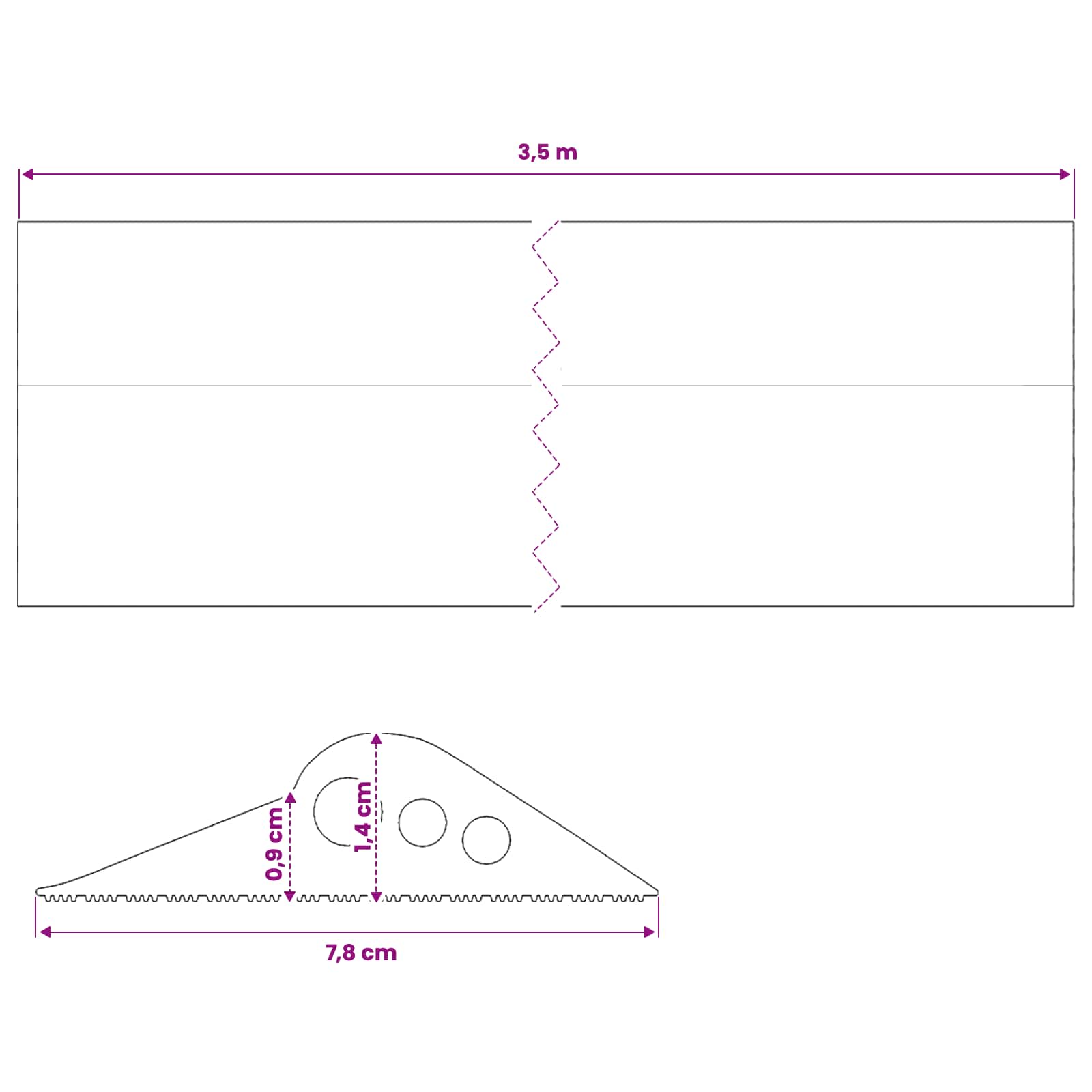 Σφραγίδα Δαπέδου Γκαράζ Μαύρο 78 x 14 mm 3,5 m EPDM Καουτσούκ - Pakobazaar