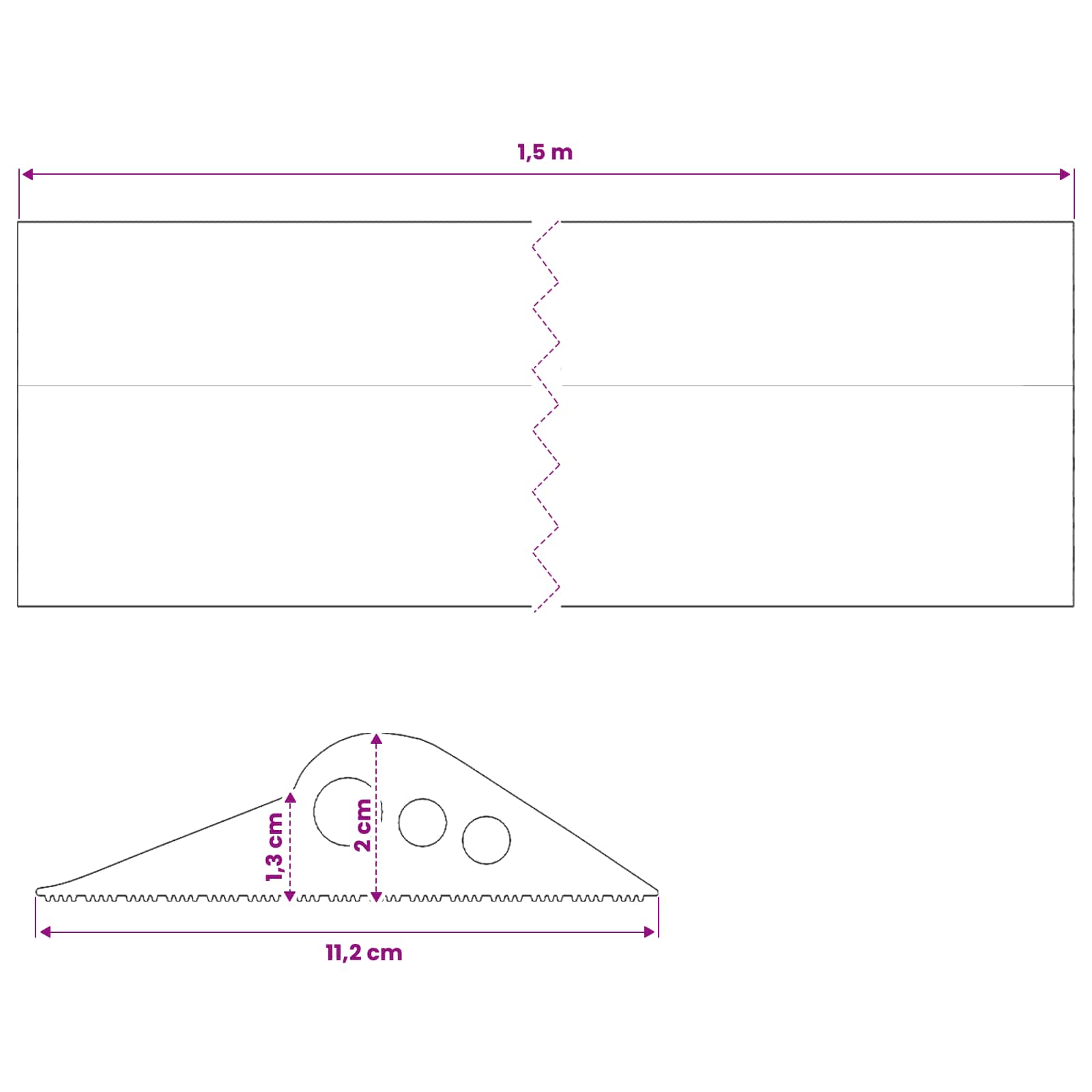 Σφραγίδα Δαπέδου Γκαράζ 112 x 20 χιλ. 1,5 μ. EPDM Καουτσούκ - Pakobazaar