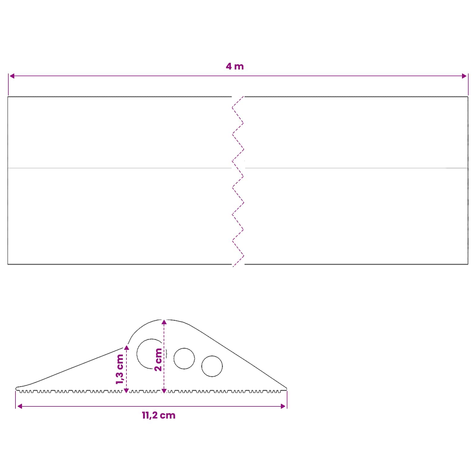 Σφραγίδα Δαπέδου Γκαράζ Μαύρο 112 x 20 χιλ. 4 μ. EPDM Καουτσούκ - Pakobazaar