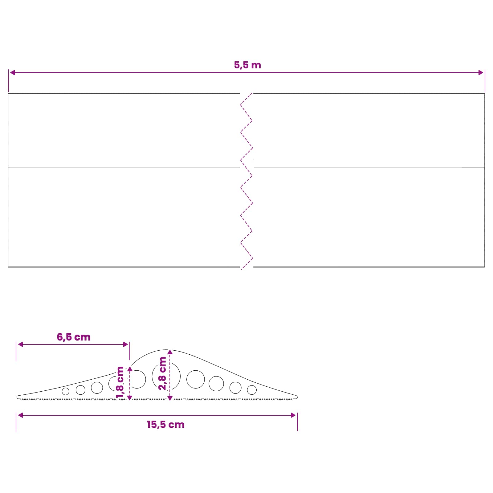 Σφραγίδα Δαπέδου Γκαράζ 155 x 28 χιλ. 5,5 μ. EPDM Καουτσούκ - Pakobazaar