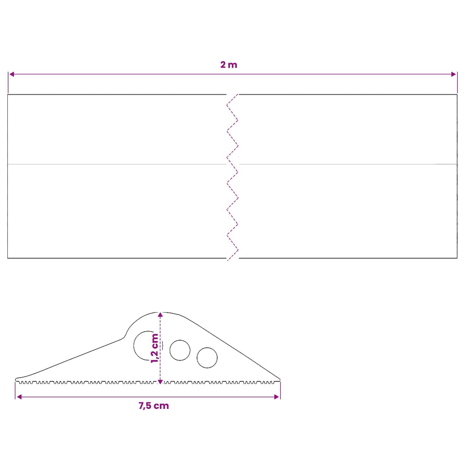 Σφραγίδα Δαπέδου Γκαράζ Μαύρο 75 x 12 mm 2 μ. EPDM Καουτσούκ
