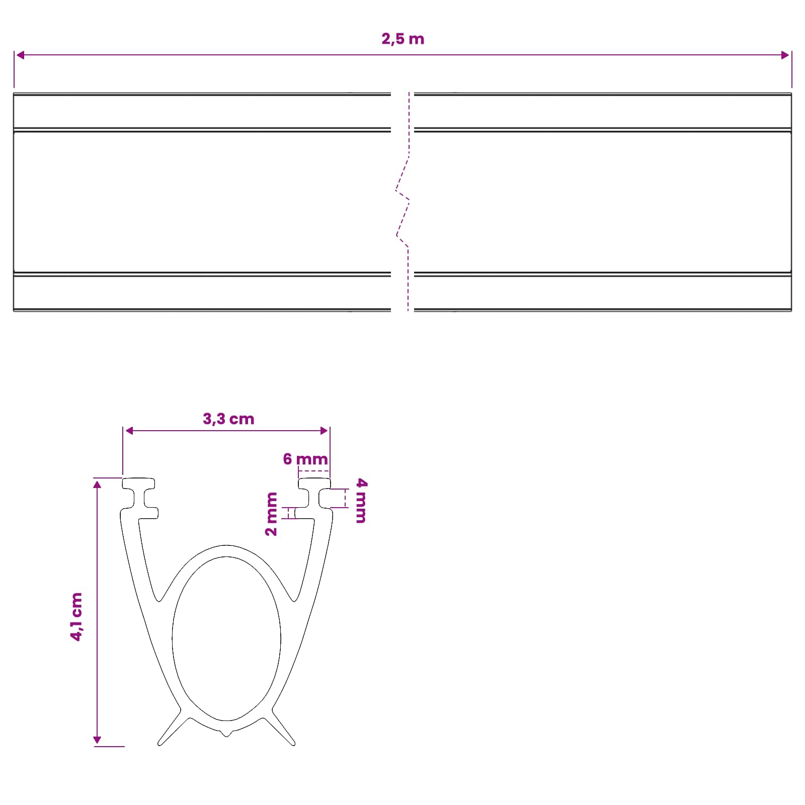 Σφράγιση Πόρτας Γκαράζ Μαύρο 41 x 33 mm 2,5 μ PVC