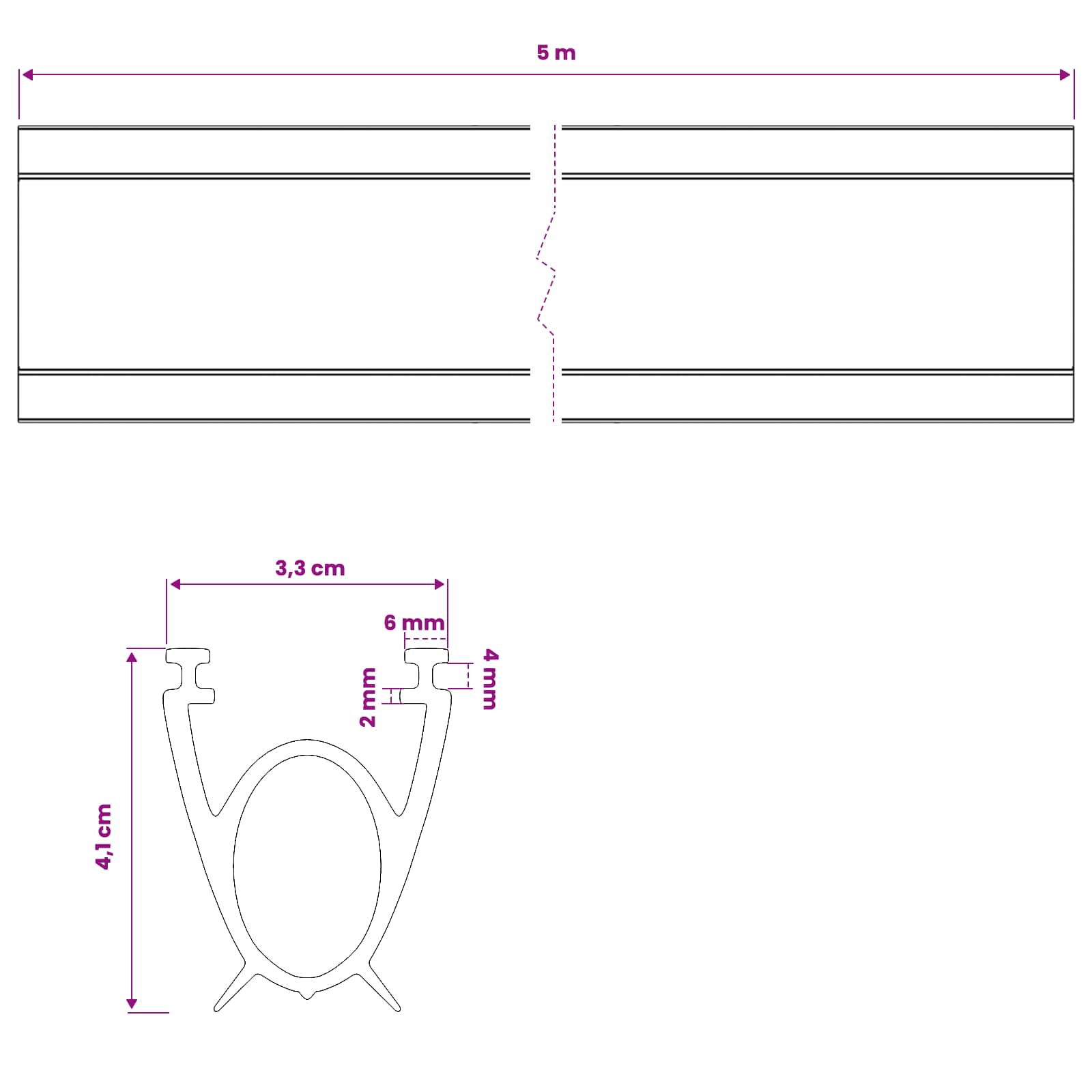 Σφράγιση Πόρτας Γκαράζ Μαύρο 41 x 33 mm 5 μ PVC - Pakobazaar