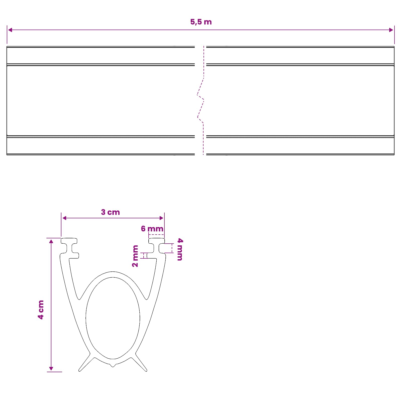 Σφράγιση Πόρτας Γκαράζ Μαύρο 41 x 33 mm 5,5 μ PVC