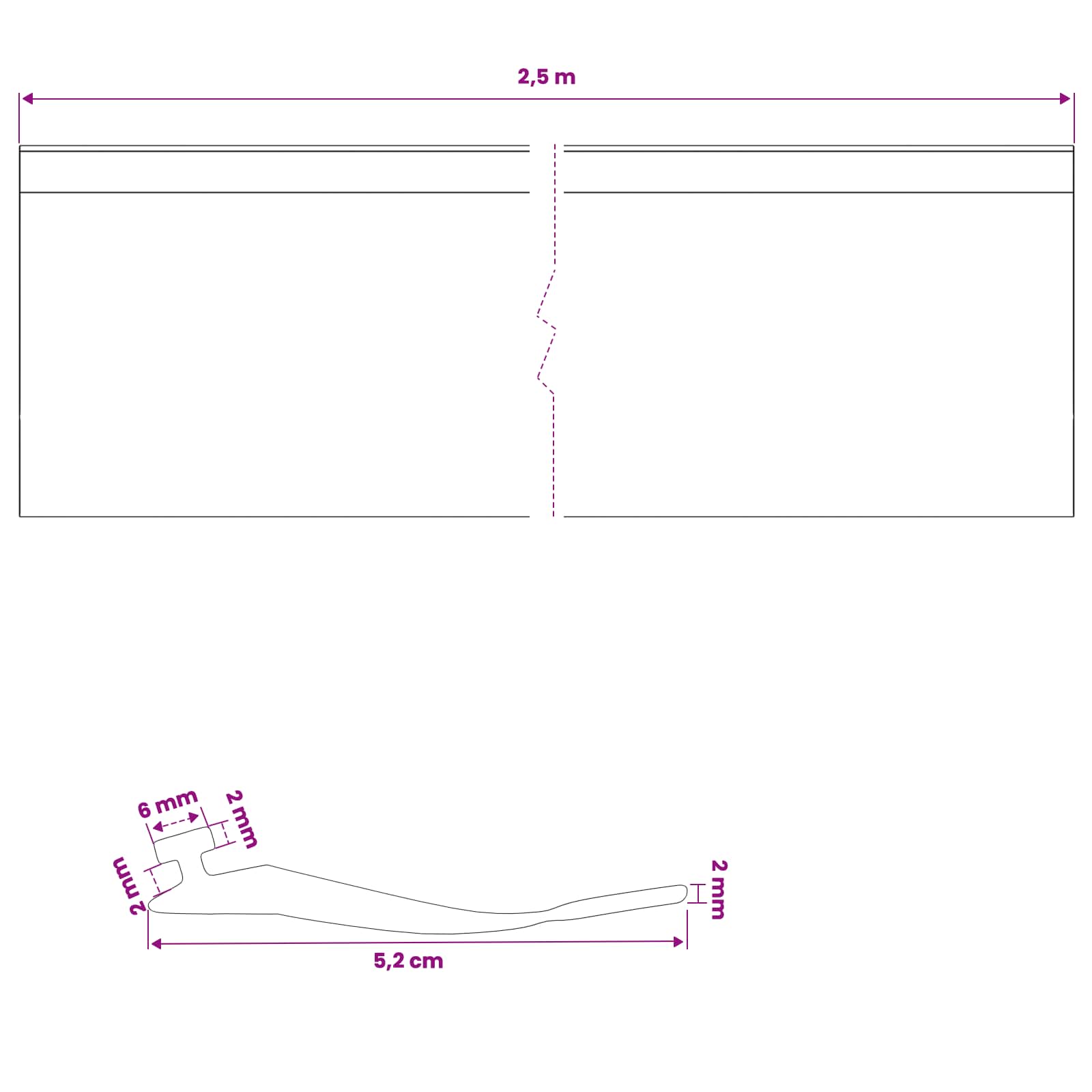 Σφράγιση Πόρτας Γκαράζ Μαύρο 52 x 2 mm 2,5 μ PVC - Pakobazaar