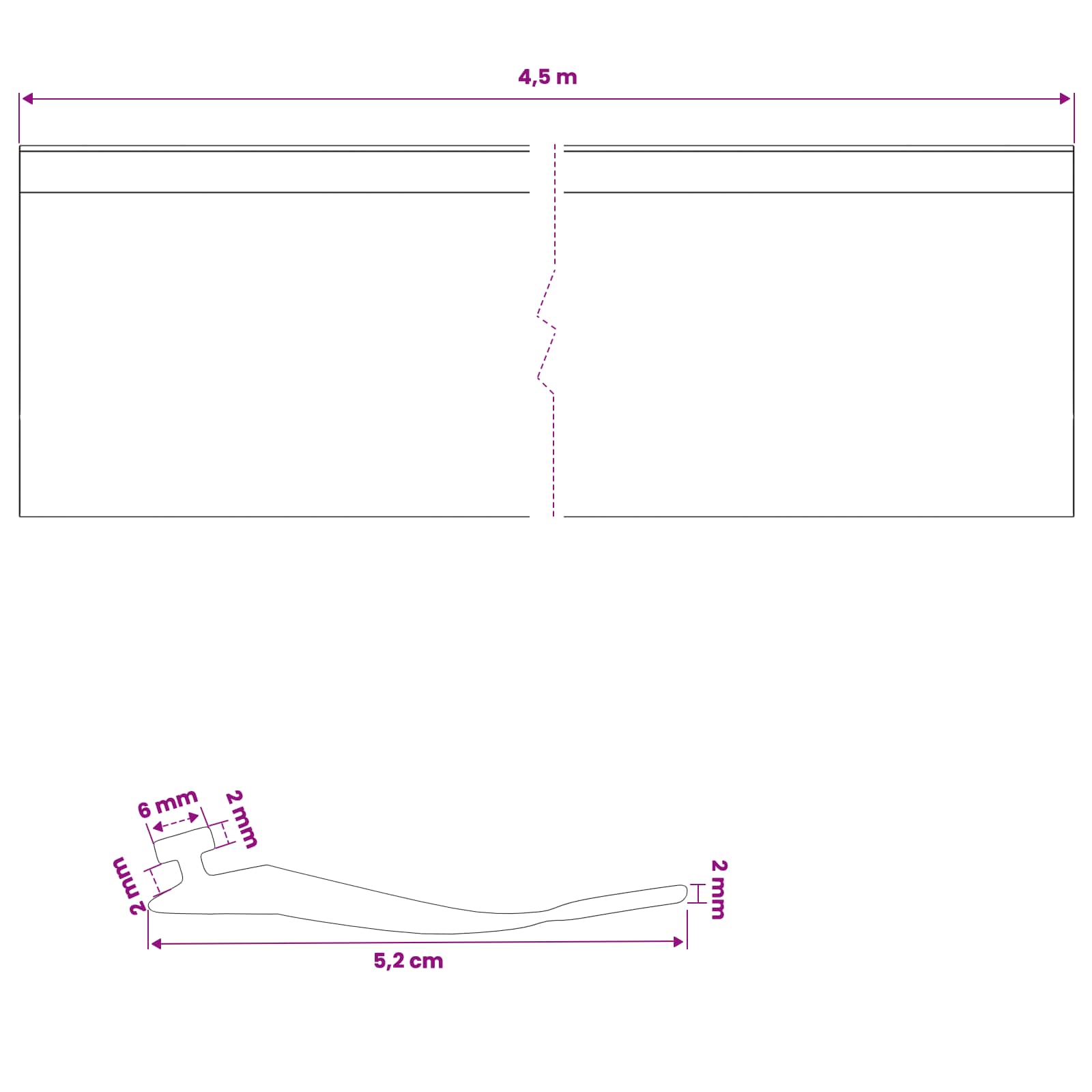 Σφράγιση Πόρτας Γκαράζ Μαύρο 52 x 2 mm 4,5 μ PVC
