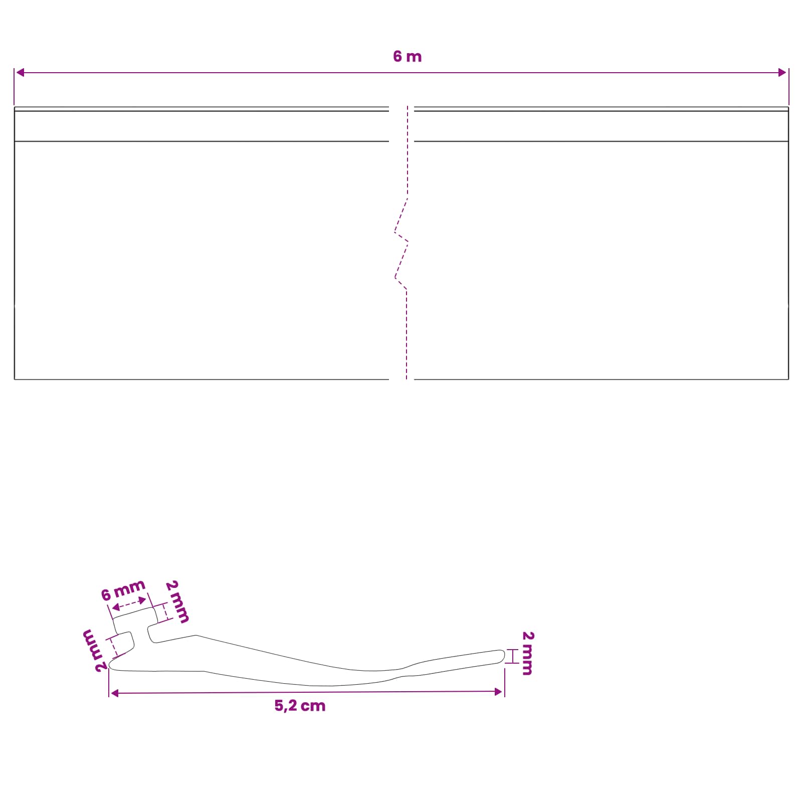 Σφράγιση Πόρτας Γκαράζ Μαύρο 52 x 2 mm 6 μ PVC - Pakobazaar