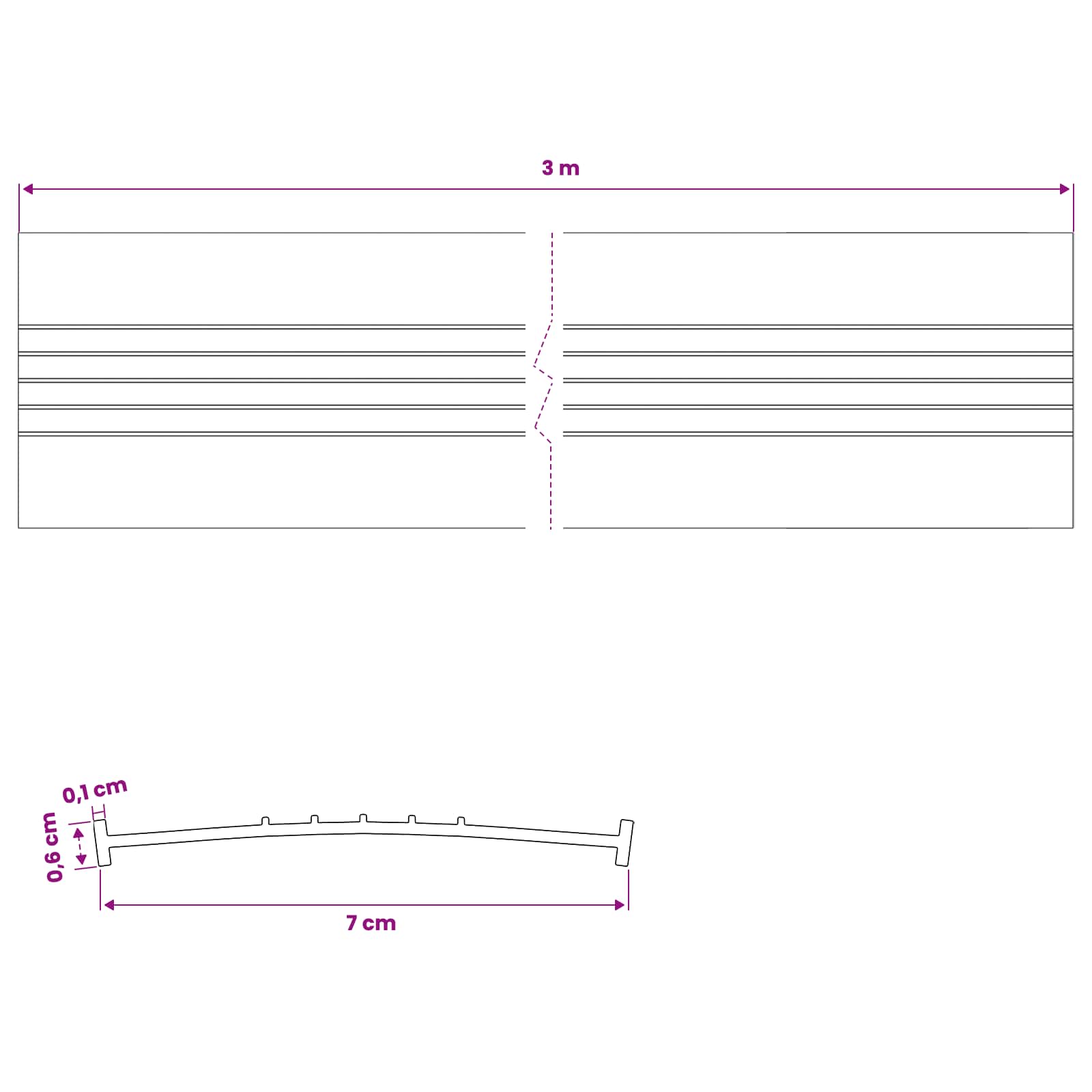 Σφράγιση Πόρτας Γκαράζ Μαύρο 70 x 6 mm 3 μ PVC - Pakobazaar