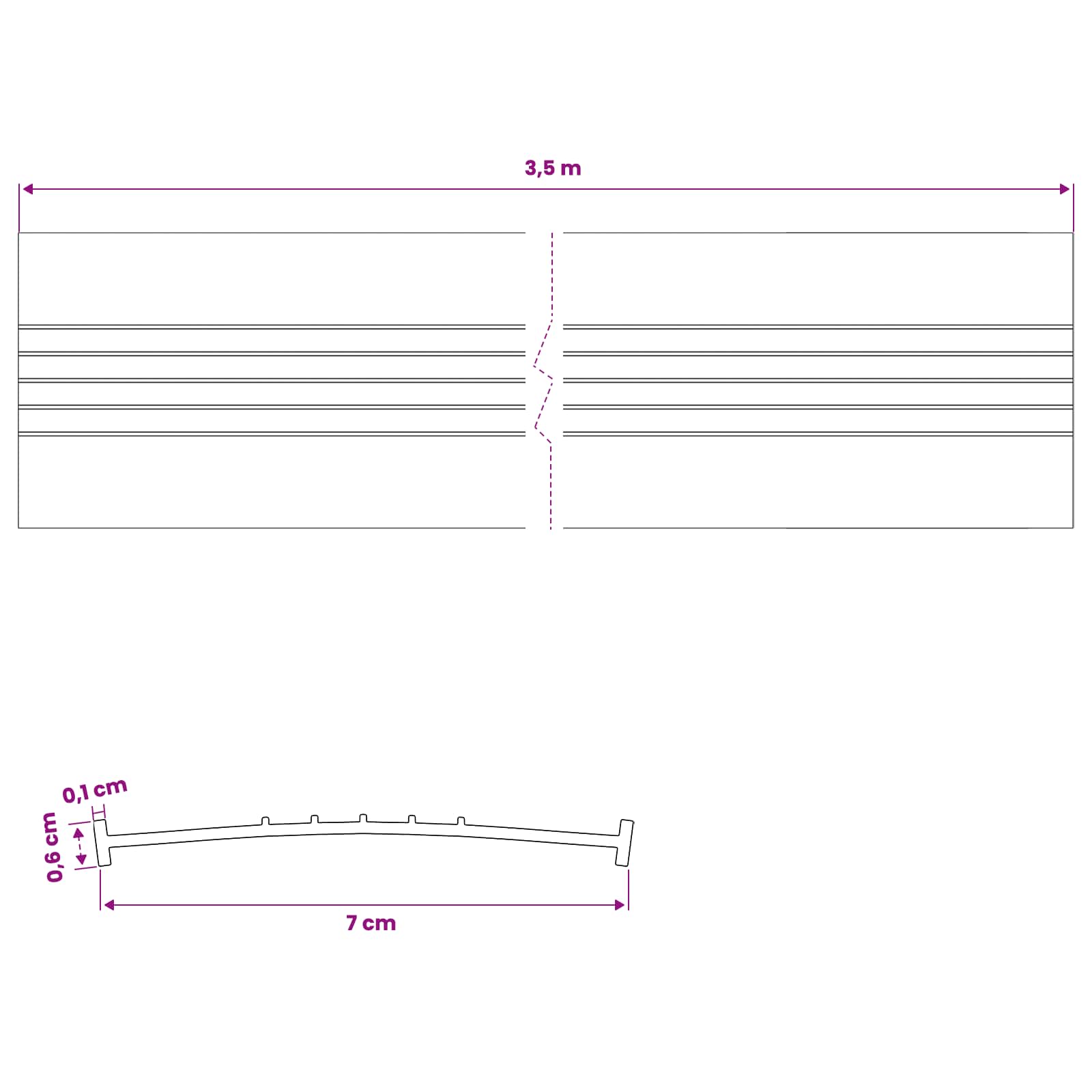 Σφράγιση Πόρτας Γκαράζ Μαύρο 70 x 6 mm 3,5 μ PVC