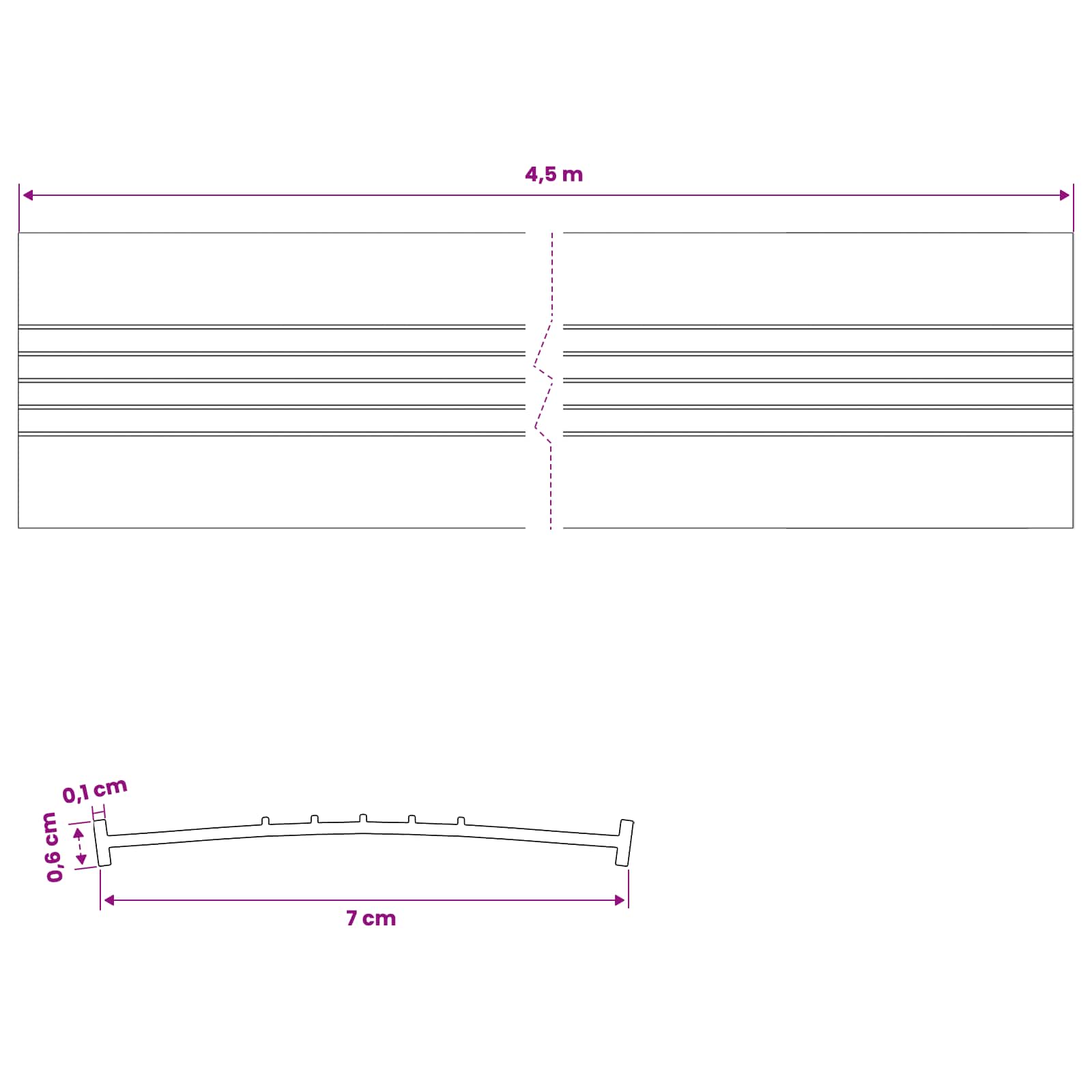Σφράγιση Πόρτας Γκαράζ Μαύρο 70 x 6 mm 4,5 μ PVC