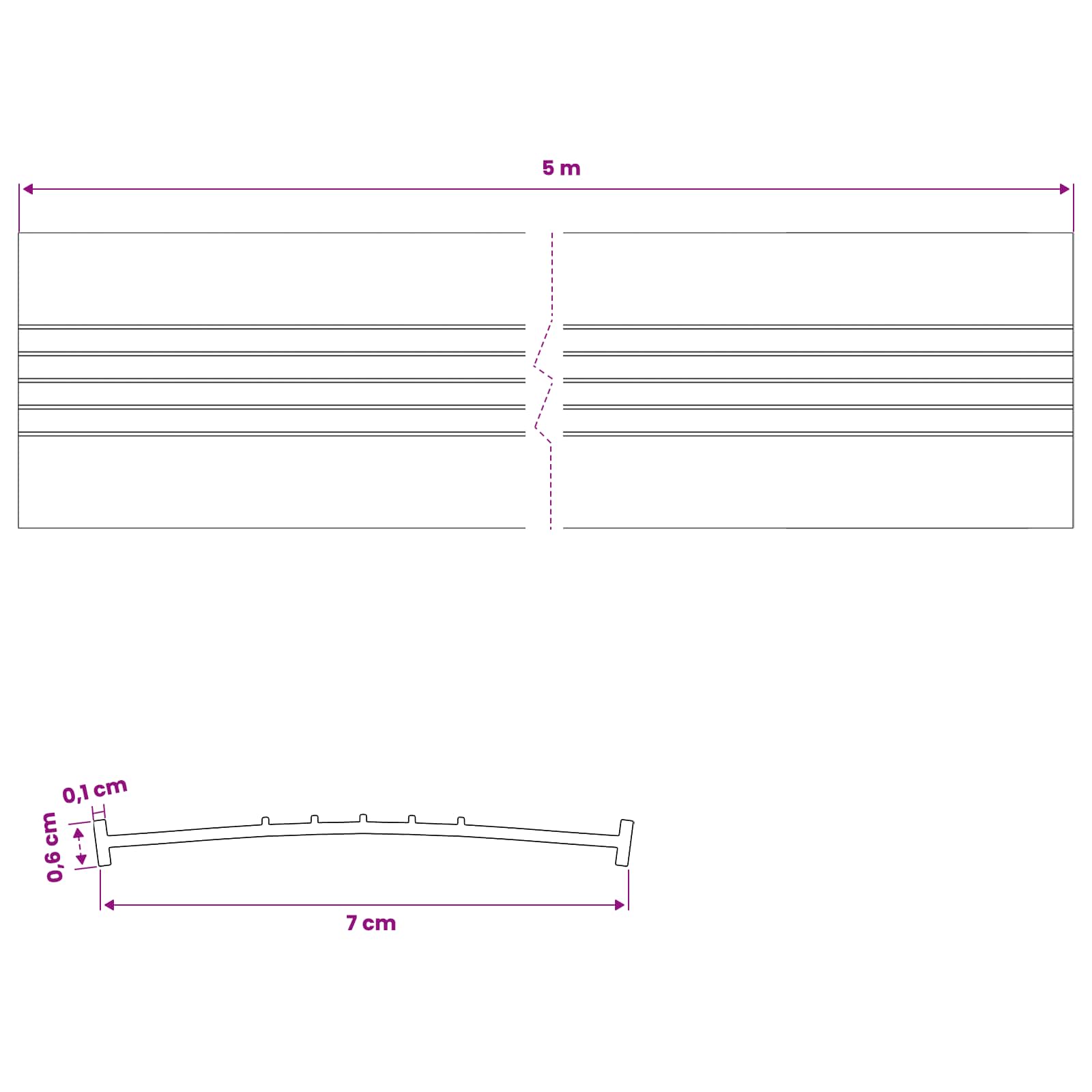 Σφράγιση Πόρτας Γκαράζ Μαύρο 70 x 6 mm 5 μ PVC - Pakobazaar