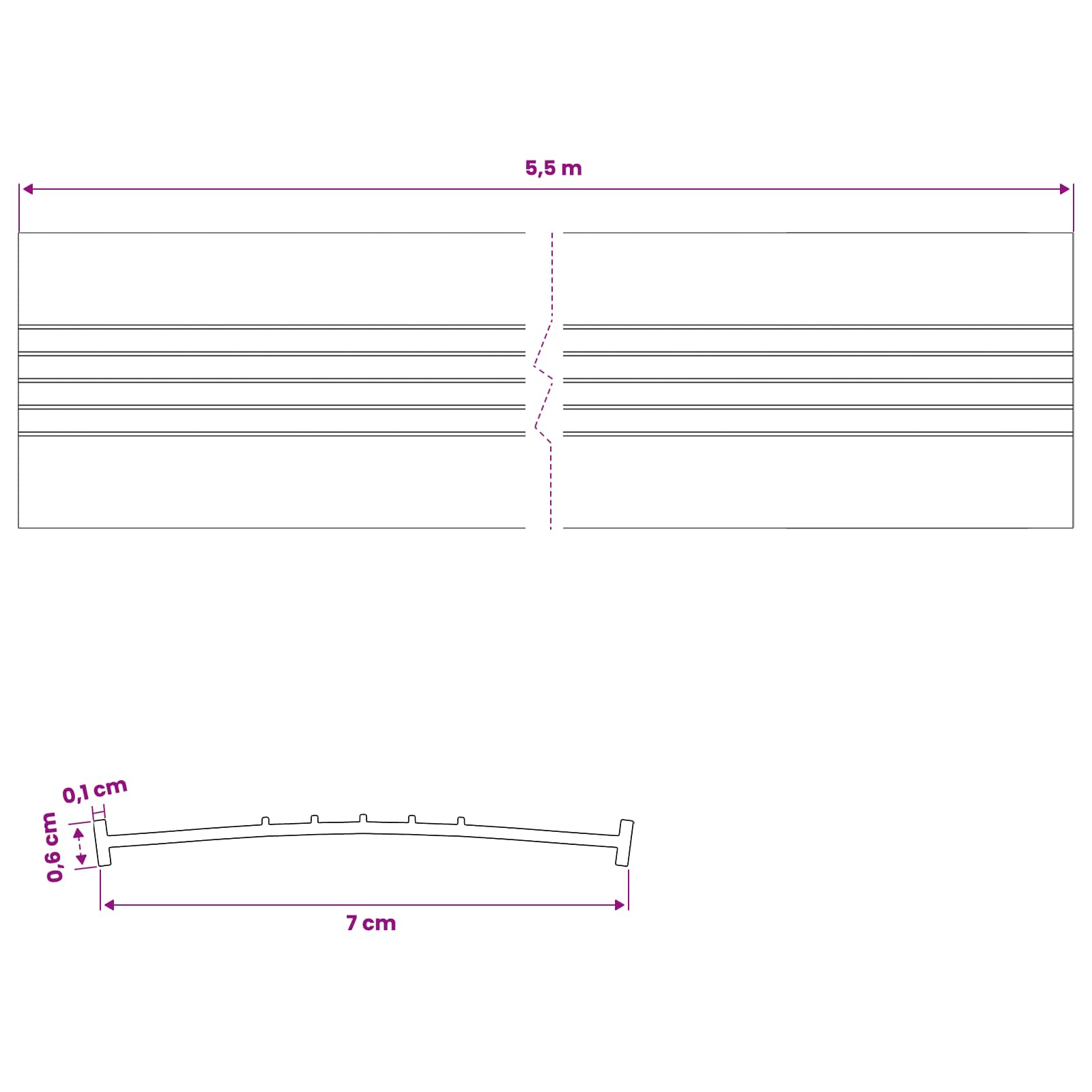 Σφράγιση Πόρτας Γκαράζ Μαύρο 70 x 6 mm 5,5 μ PVC - Pakobazaar