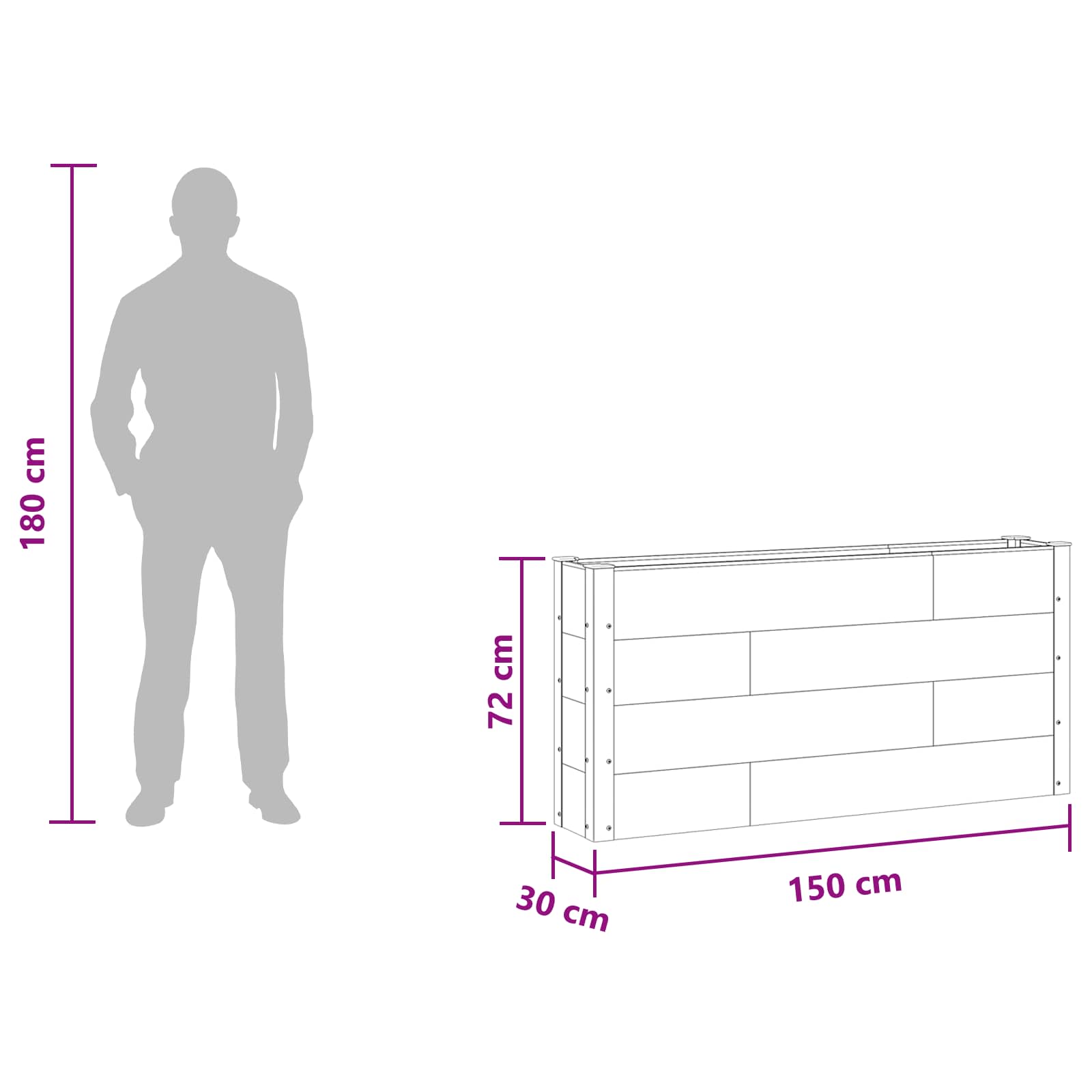 Υπερυψωμένη Ζαρντινιέρα Καφέ 150 x 30 x 72 εκ - Pakobazaar