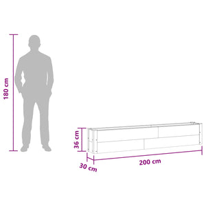 Υπερυψωμένη Ζαρντινιέρα Μαύρο 200 x 30 x 36 εκ - Pakobazaar