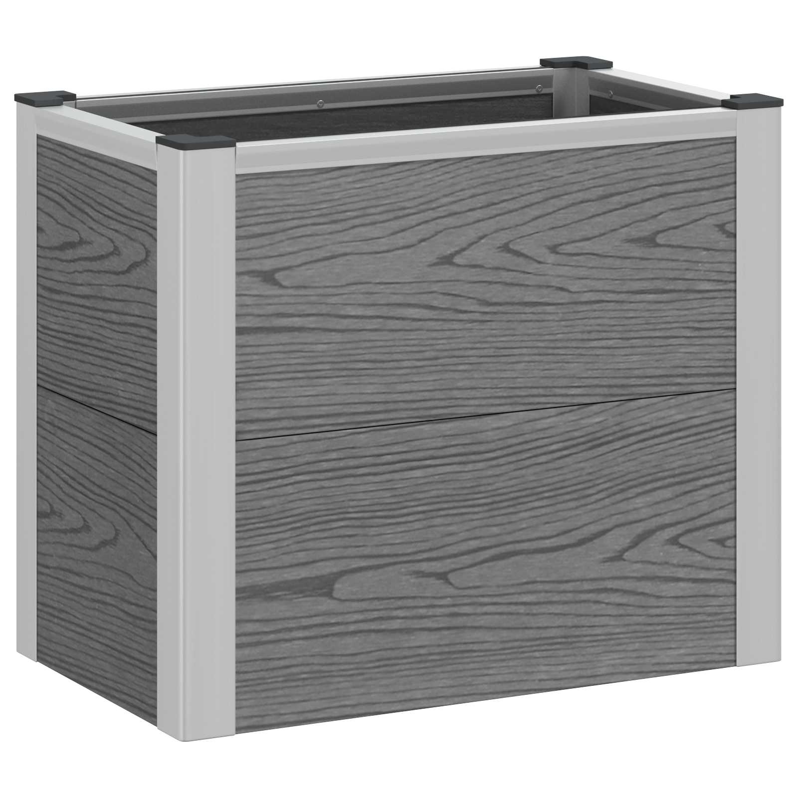 Υπερυψωμένη Ζαρντινιέρα Γκρι 50 x 30 x 22 εκ WPC και Αλουμίνιο - Pakobazaar