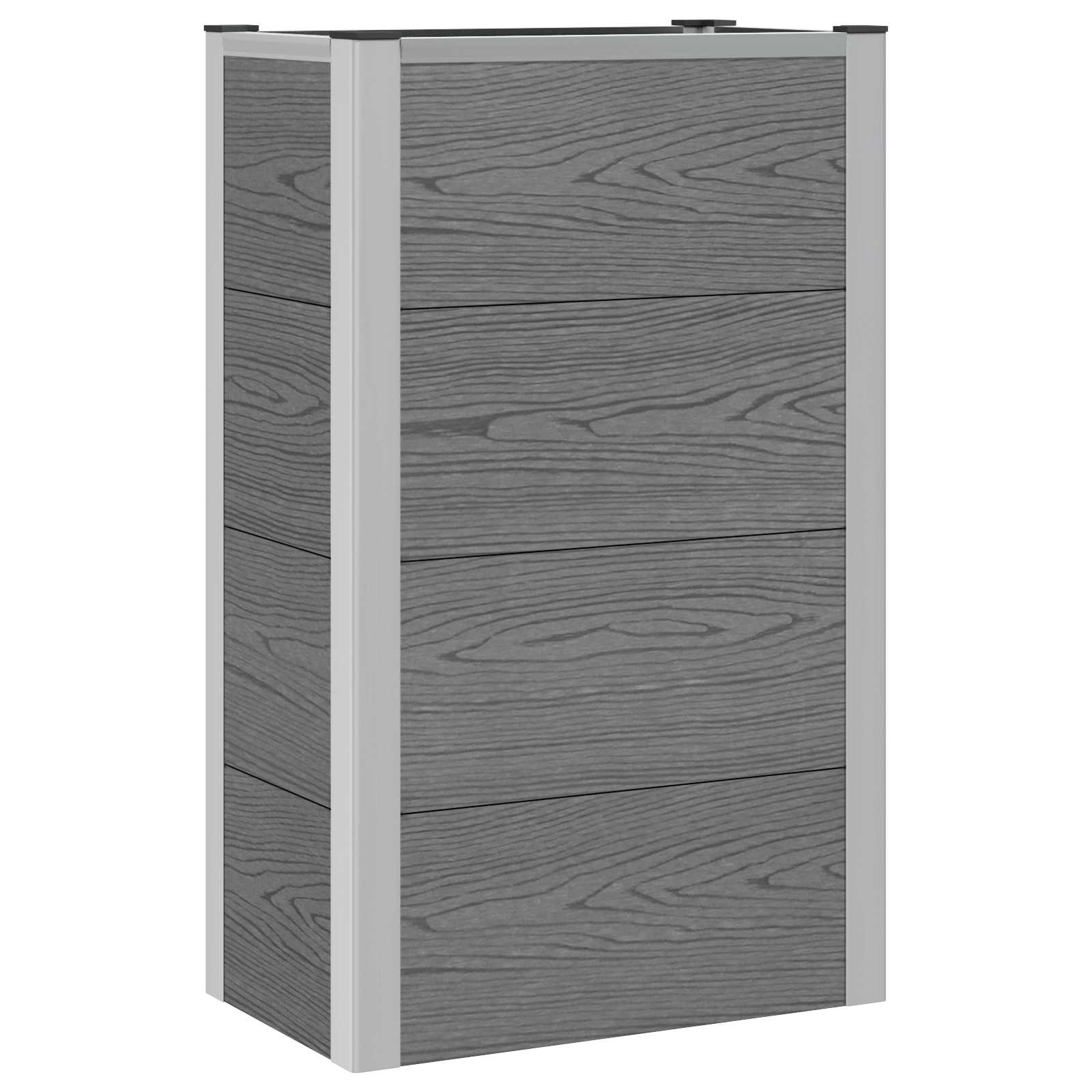 Υπερυψωμένη Ζαρντινιέρα Γκρι 50 x 30 x 22 εκ WPC και Αλουμίνιο - Pakobazaar