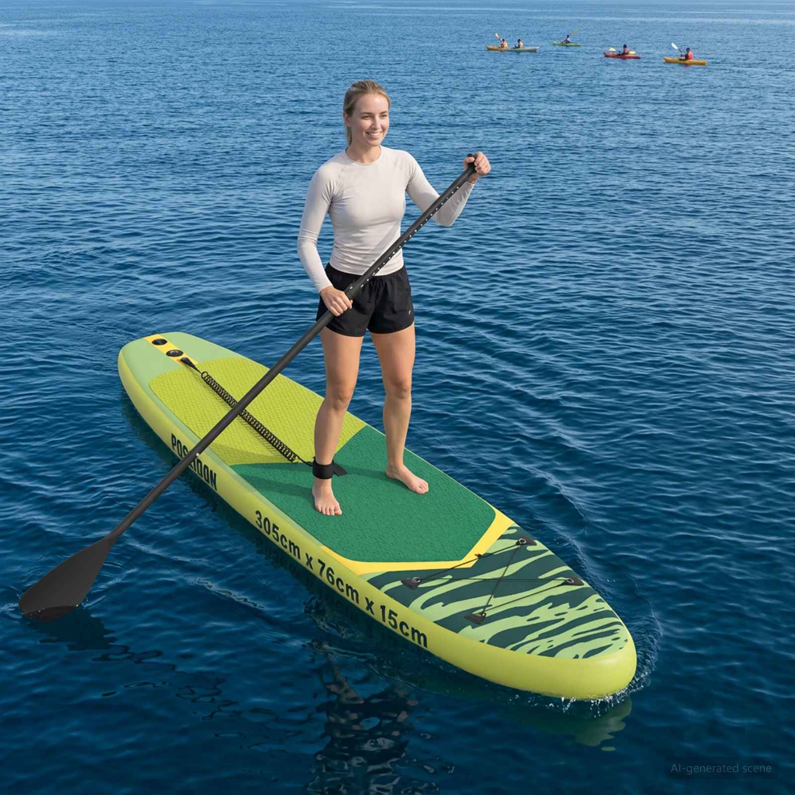 Φουσκωτή σανίδα Στάθμευσης POSEIDON 305 x 76 x 15 cm Πράσινο - Pakobazaar