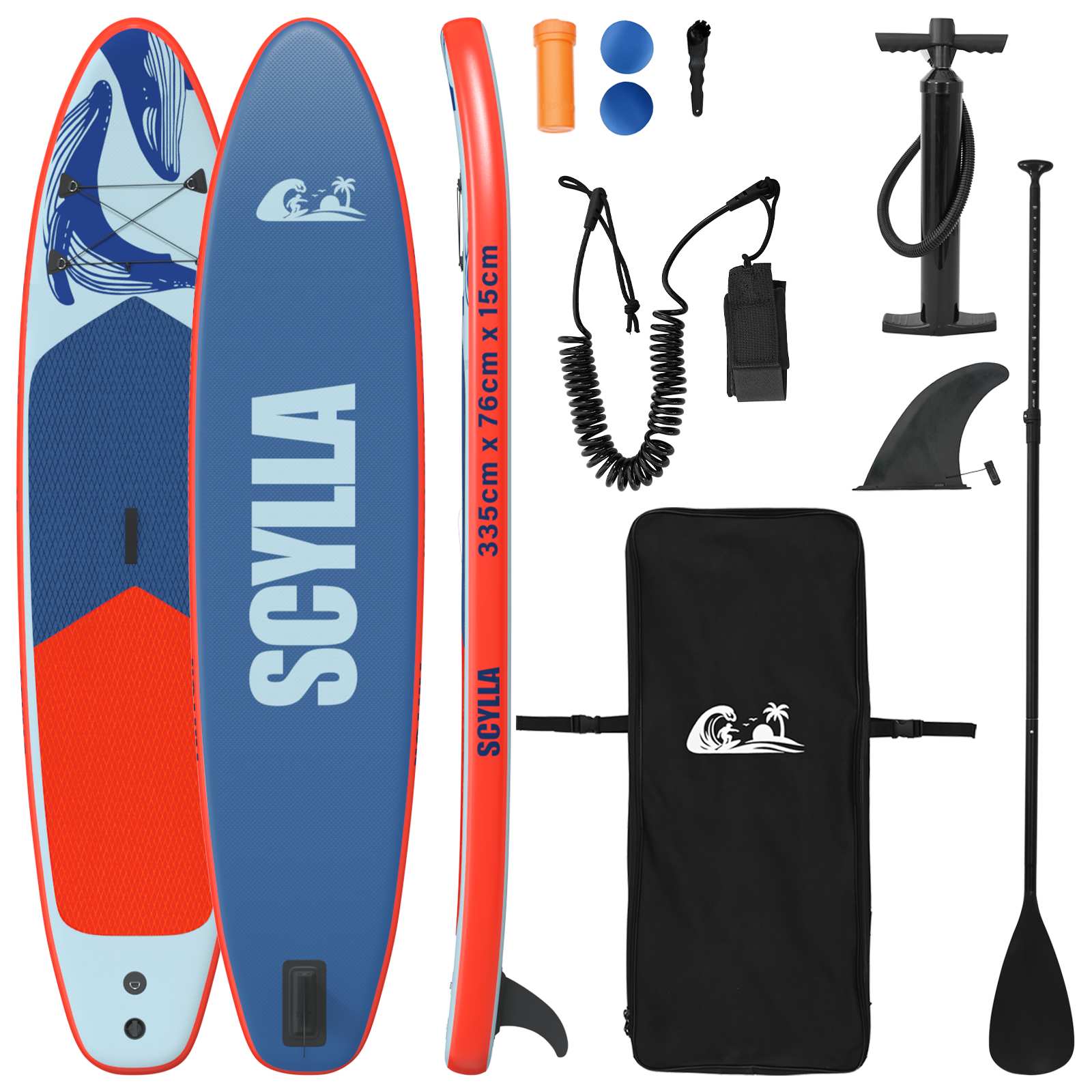 Φουσκωτή σανίδα για paddle board SCYLLA 335 x 76 x 15 εκ. Μπλε - Pakobazaar