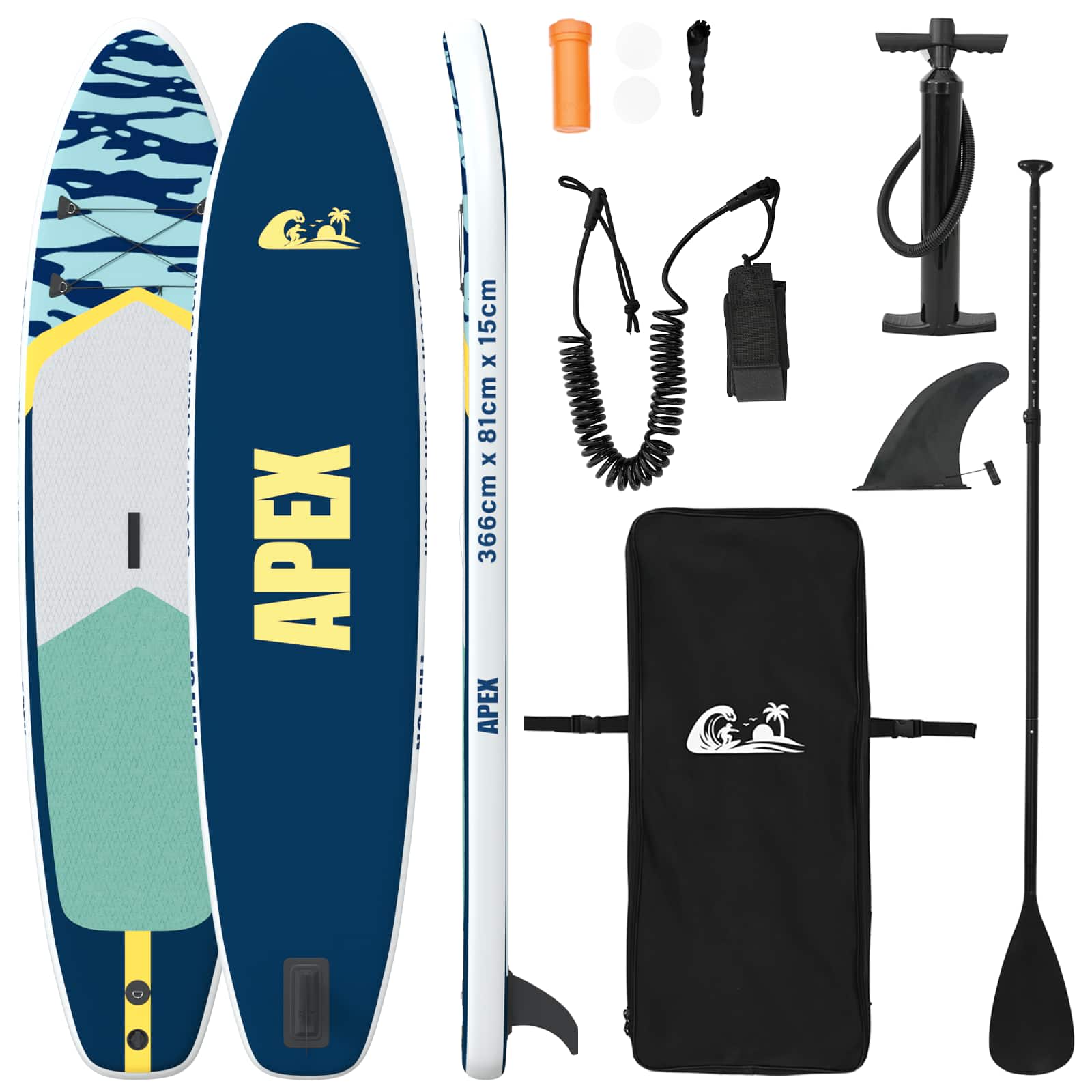 Φουσκωτή σανίδα Stand Up Paddle APEX 366 x 81 x 15 εκ Μπλε για - Pakobazaar