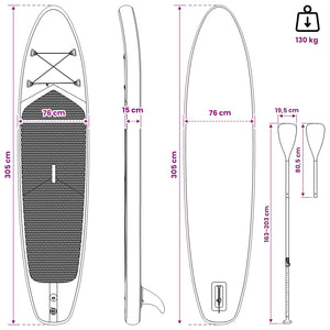 SUP Board με κάθισμα 2 σε 1 POSEIDON 305 x 76 x 15 cm Πράσινο - Pakobazaar