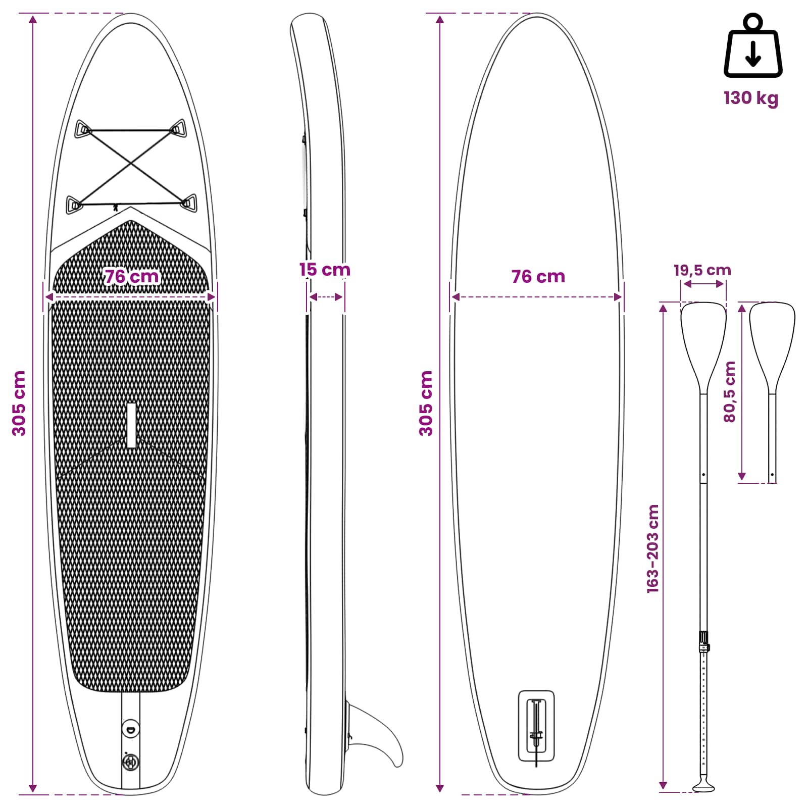 SUP Board με κάθισμα 2 σε 1 TRITON 305 x 76 x 15 cm Μπλε για