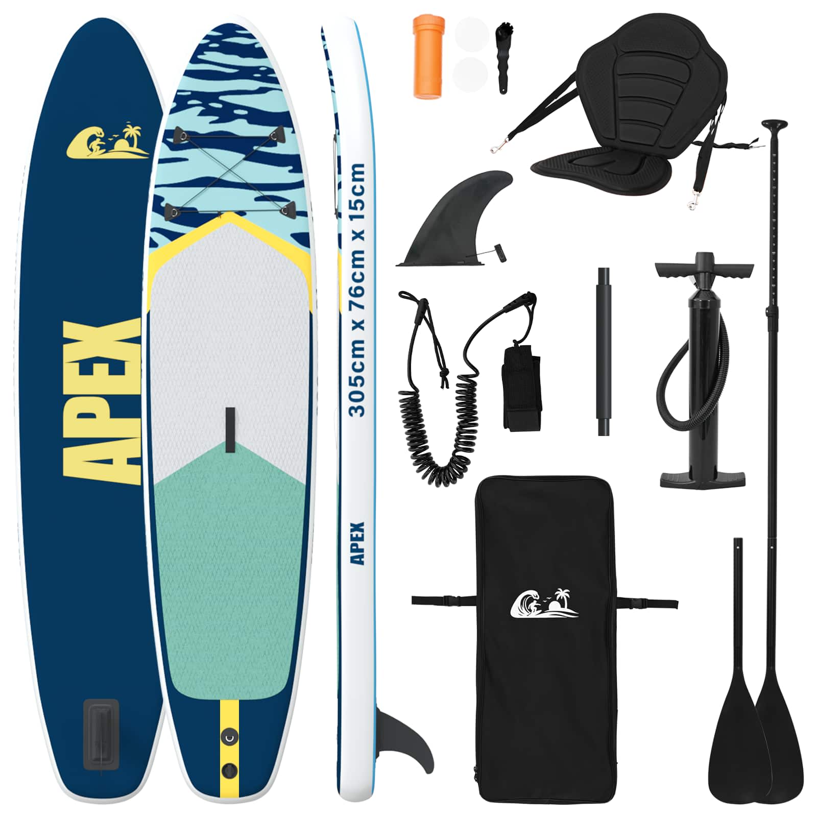 SUP Board με κάθισμα 2 σε 1 APEX 305 x 76 x 15 cm Μπλε για