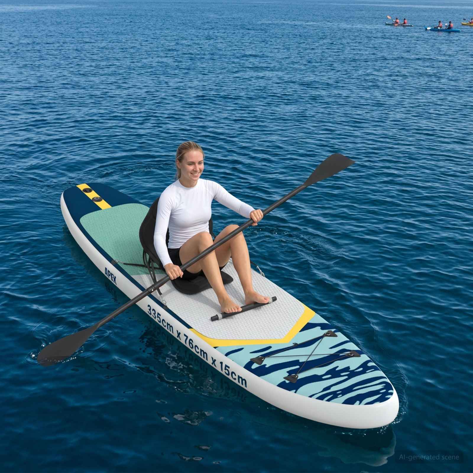 SUP Board με κάθισμα 2 σε 1 APEX 335 x 76 x 15 εκ. Μπλε για
