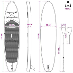 SUP Board με κάθισμα 2 σε 1 APEX 335 x 76 x 15 εκ. Μπλε για - Pakobazaar