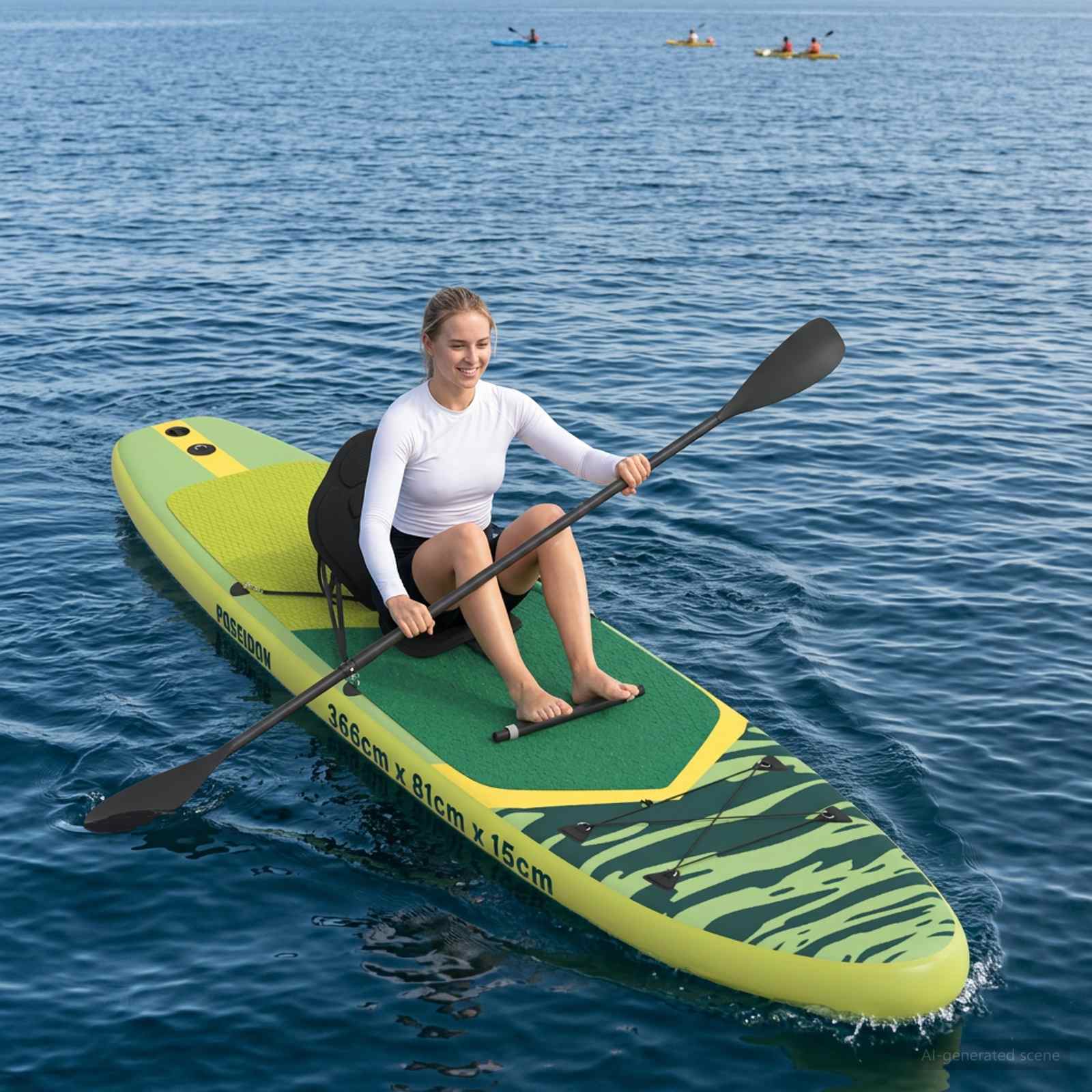 SUP Board με κάθισμα 2 σε 1 POSEIDON 366 x 81 x 15 εκ Πράσινο