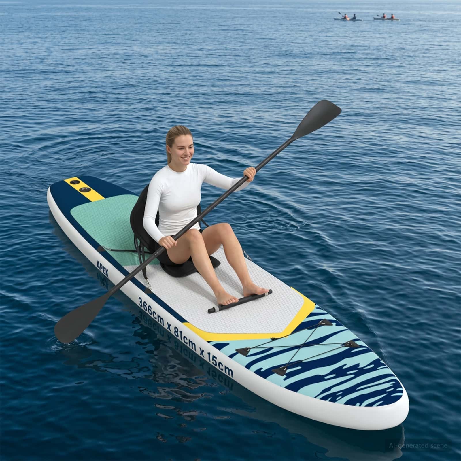 SUP Board με κάθισμα 2 σε 1 APEX 366 x 81 x 15 εκ Μπλε για