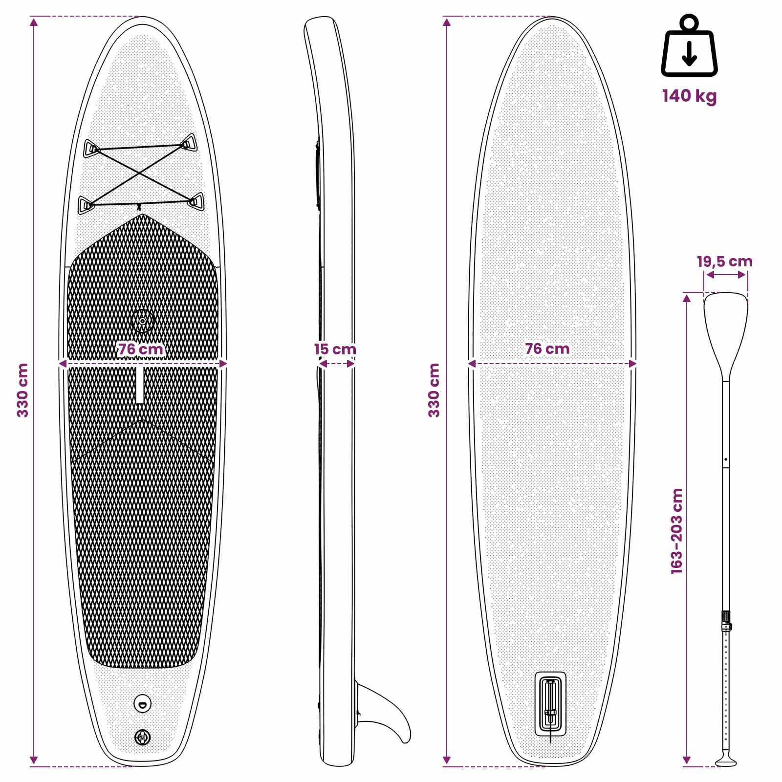 Φουσκωτό SUP Board με Ιστιοφορία POSEIDON 330 x 76 x 15 εκ για